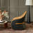 30.7'' W Top-grain Genuine Leather Upholstered Swivel Barrel Chair-1845652376