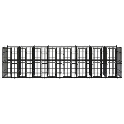 Vidaxl Dog Kennel Black Powder-Coated Steel Large Durable Dog Kennel