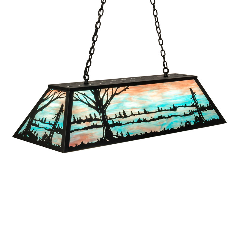 Rustic Lodge 9 - Light Textured Black Pool Table Lights Pendant