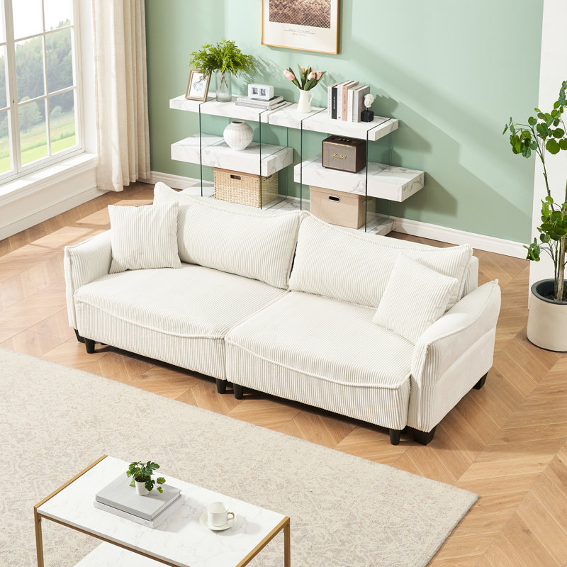 Housse de coussin amovible en velours côtelé beige avec cadre - investissement à long terme, Beige