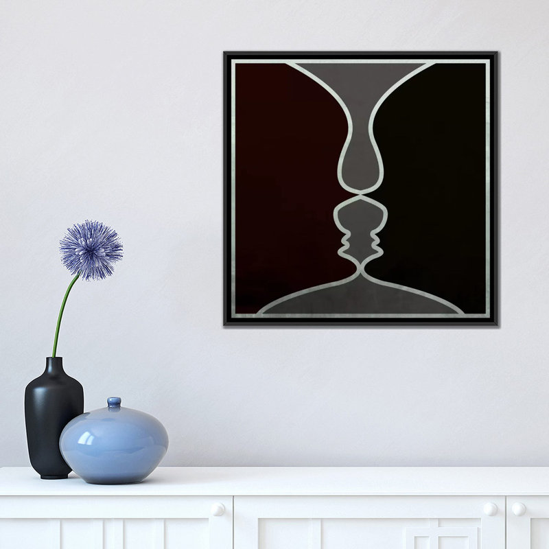 Albree Modern Face to Face, impression sur toile, H 18 po x l 18 po x P 1,5 po, Toile avec cadre noir, Pas de tapis