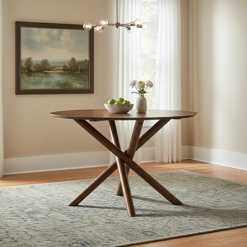 Table de salle à manger ronde Roundal Furniture Rosalina, finition noyer