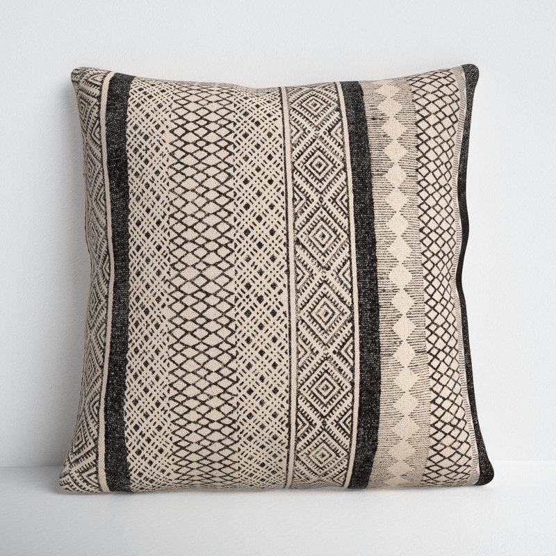 18 X 18 Brown And Black Geometric Cotton Blend Throw Pillow