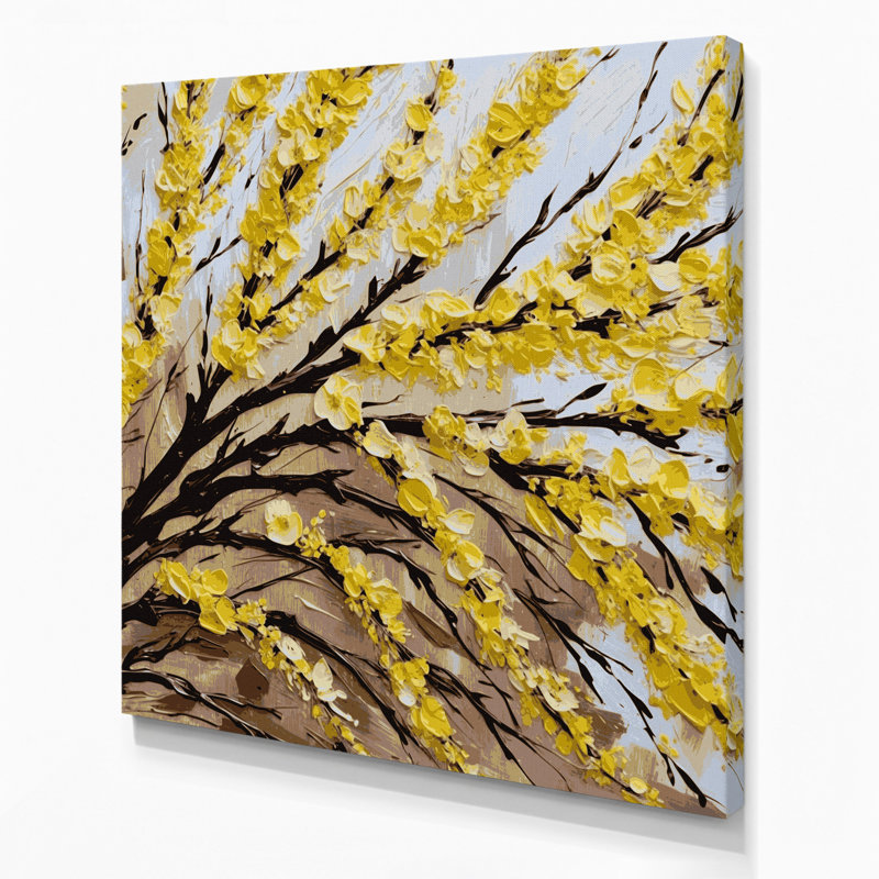 Art mural sur toile Botanical Forsythia, H 12 po x l 12 po