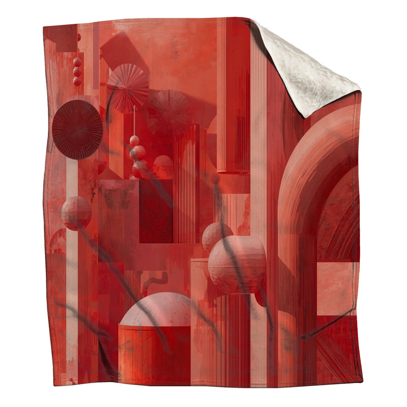 Couvertures rouges de l'architecture géométrique, L 60 po x H 80 po