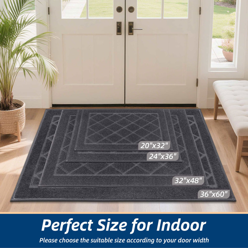 Non-Slip Indoor Doormat, 61cm W x 91.4cm L, Dark Grey
