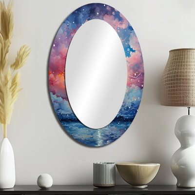 Colourful Sky Photo Ethereal Illusion I - Multi-Colour Oval Wall Mirror Decor