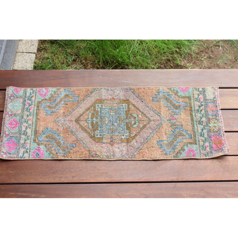 Handwoven Small Turkish Vintage Rug in Ethnic Anatolian Runner Style Ideal for Enhancing the Aesthetic Appeal of Compact Spaces