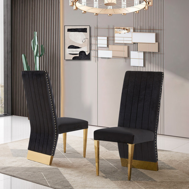 Berneil 18.9'' H Upholstered Parsons Chair, Black