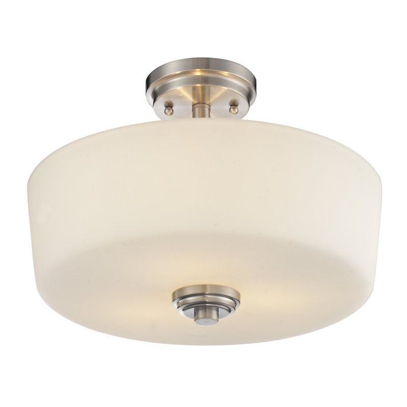 Plafonnier semi-encastré cylindrique simple à 3 lumières 14,38 po Amijan, Nickel brossé