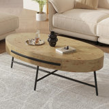 Oval Coffee Table with Drawers Center Table Rustic Coffee Tables
