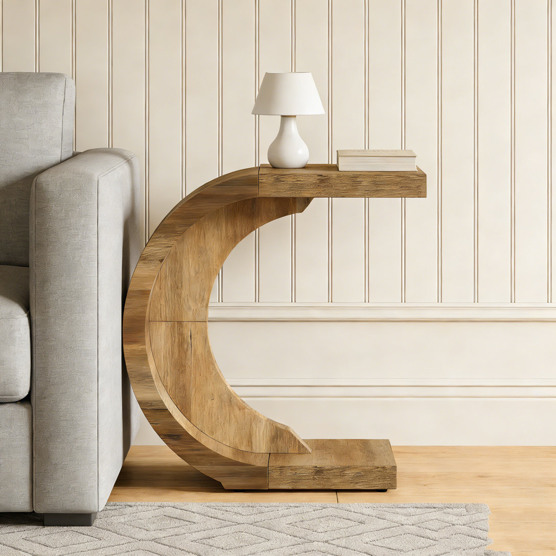 17 Stories C-Shaped Wood Side Table for Couch Sofa | Wayfair