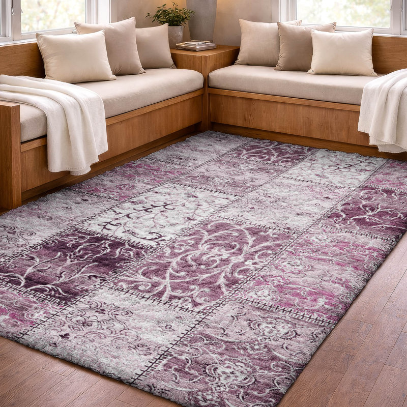 Tapis à poils longs de qualité supérieure lavable à la machine ADS566, Burgundy, 10' x 14'