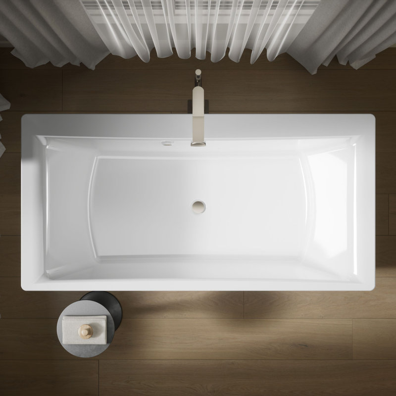 Stargaze® 72" x 36.06" Freestanding Air Acrylic Bathtub with Heater, White