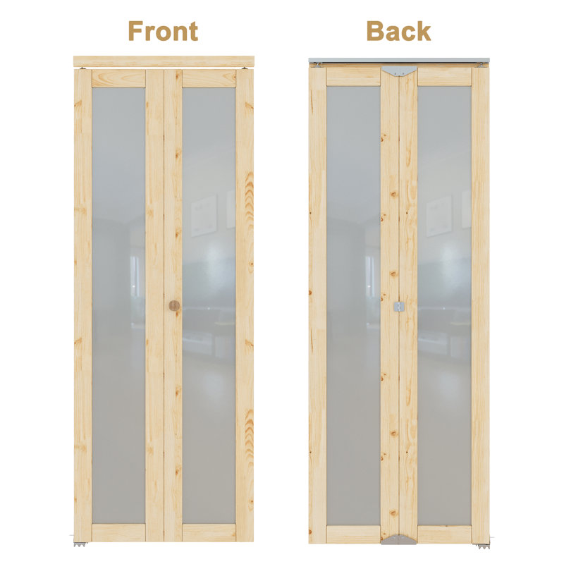 Porte pliante en bois de pin 1 verre brut non fini avec trousse de quincaillerie, 36 po x 80 po