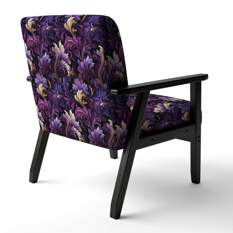 Deep Purple Royal Ragdolls - Upholstered Boho Arm Chair, Paisley Pattern Accent Chair
