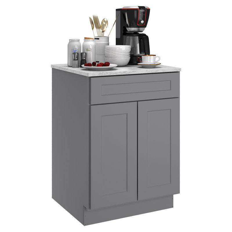 Plywood Ready to Assemble Kitchen Base Cabinets with 2-Drawers and Adjustable Shelf, 34.5" H x 33" W, Shaker Greystone