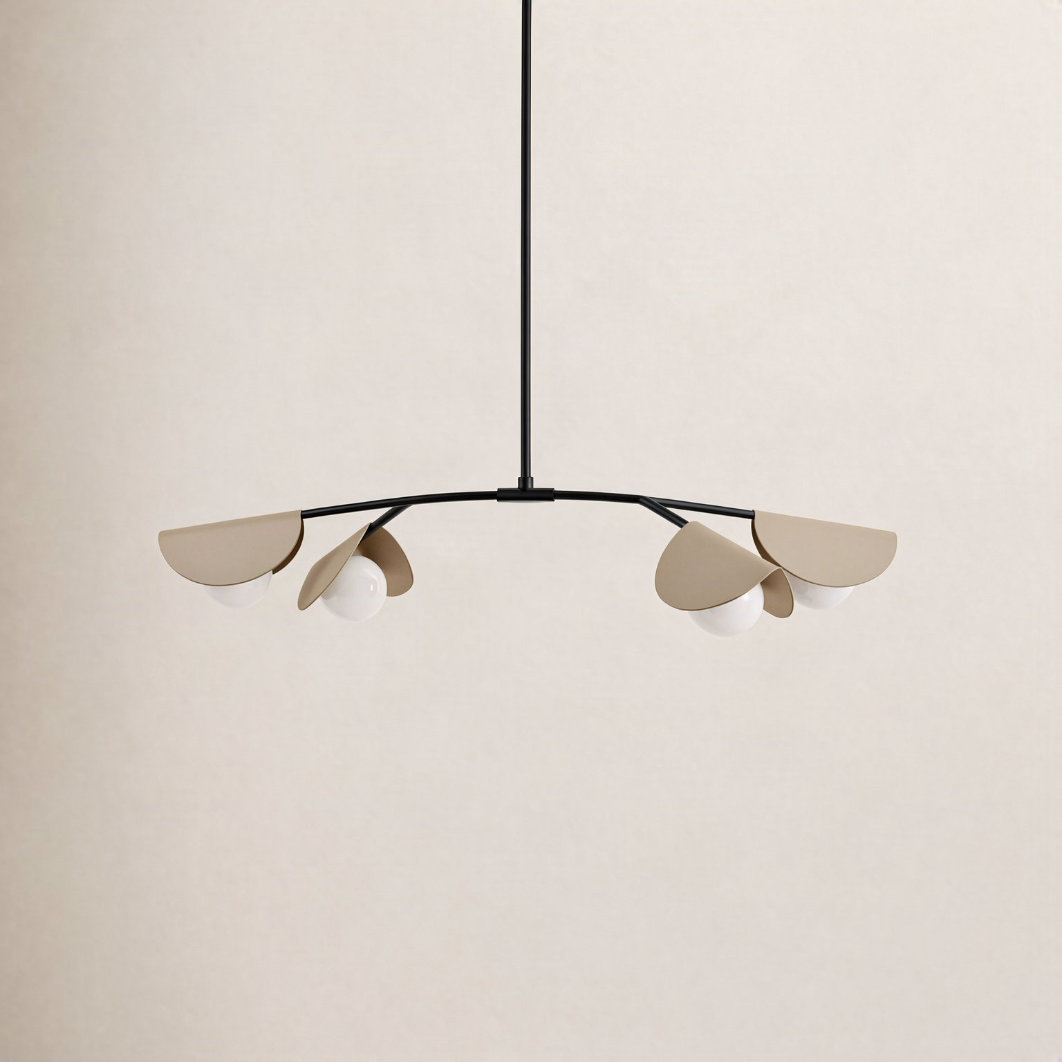 Gamora 4 Light Dimmable Pendant, Matte Black/Aged Brass