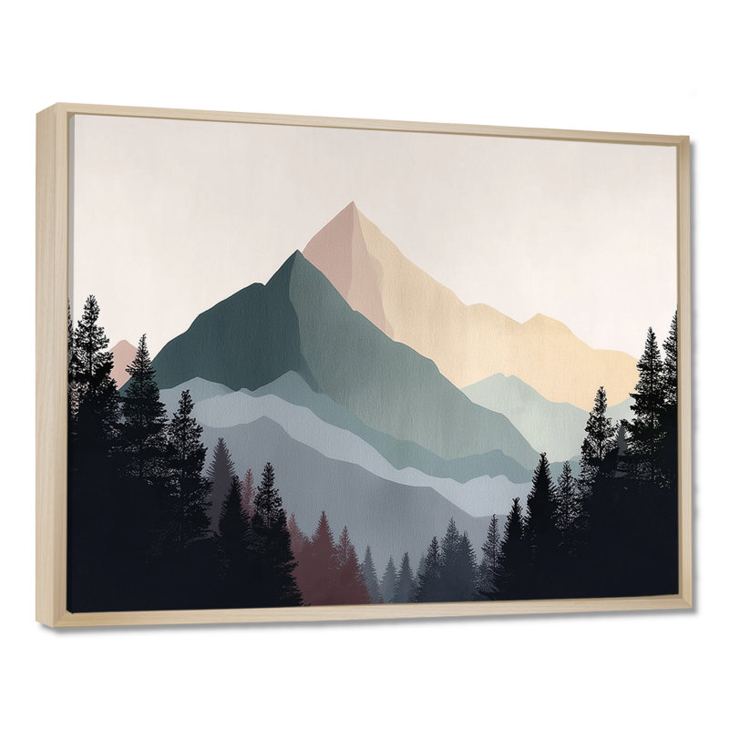 «Morning Mist On The Mountain Horizons», impression encadrée sur toile, paysage gris, H 34 po x l 44 po, Cadre flottant