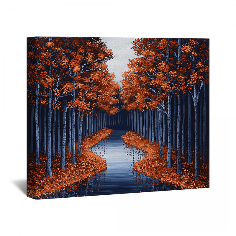 Forêt d'automne sur toile tendue - Décoration murale nature, H 12 po x l 12 po