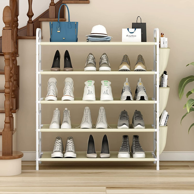 20 Pair Stackable Shoe Rack, Beige