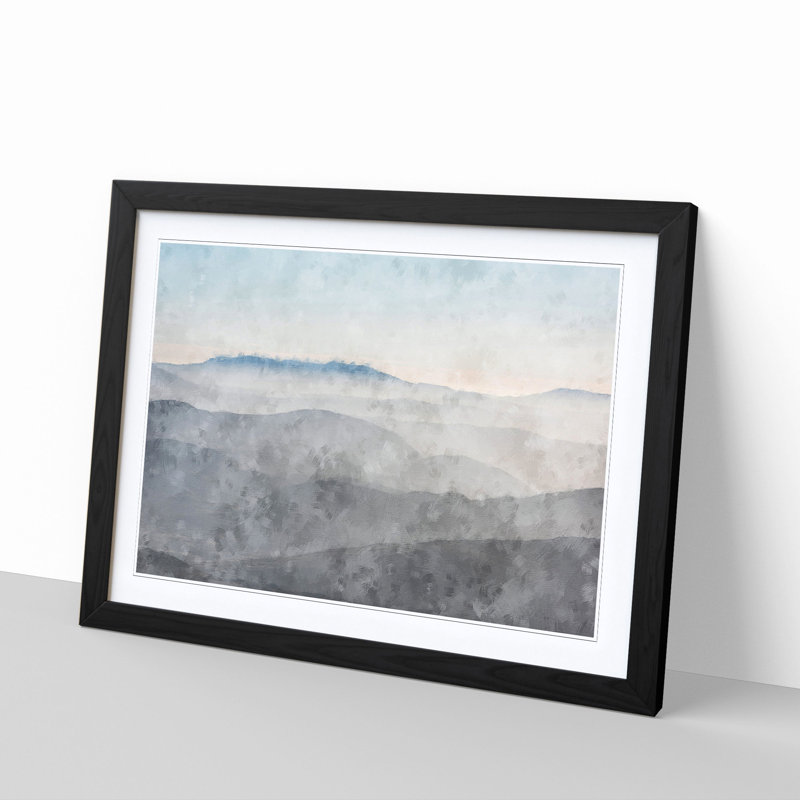 'Mist over Snowdonia in Wales' - Picture Frame Graphic Art Print, 62cm H x 87cm W x 2cm D, Black Framed
