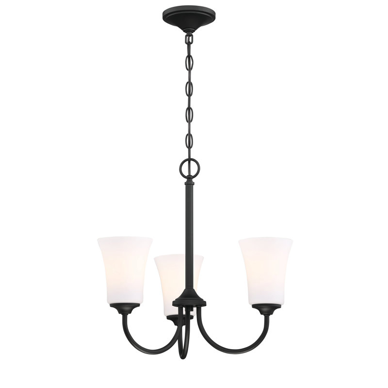 Lustre traditionnelle à 3 lumières statement Whittington, Blanc givré, Dos plat