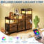 Tall Nightstand with 2 Fabric Drawers & 3-Tier Storage Shelves, LED Night Stand End Table Bedside Table & Bookshelf for Bedroom Dorm Office-1009207898