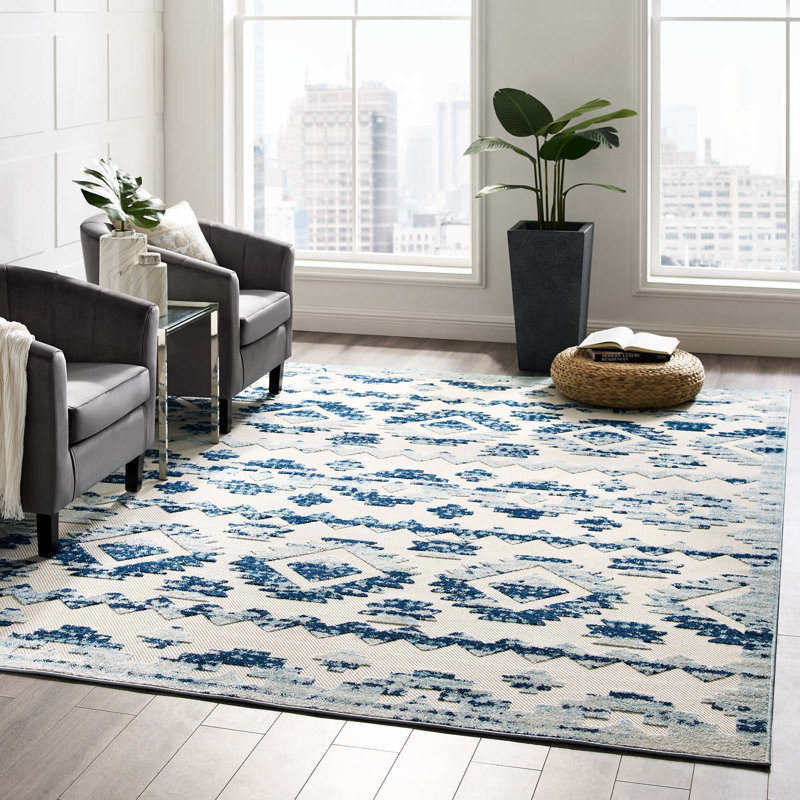 Modway Reflect Contemporary Abstract Diamond Indoor and Outdoor Area Rug, Rectangle 8' x 10'