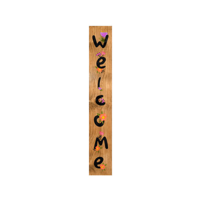 Panneau de bienvenue floral à poser sur le porche, 150 cm x 18,5 cm