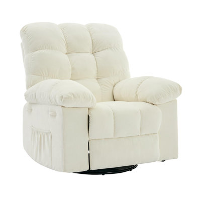 Fauteuil inclinable et pivotant à 360 ° avec revêtement en chenille, fauteuil inclinable coulissant à siège profond pour adultes, conception peu encombrante pour le salon ou les petits espaces
