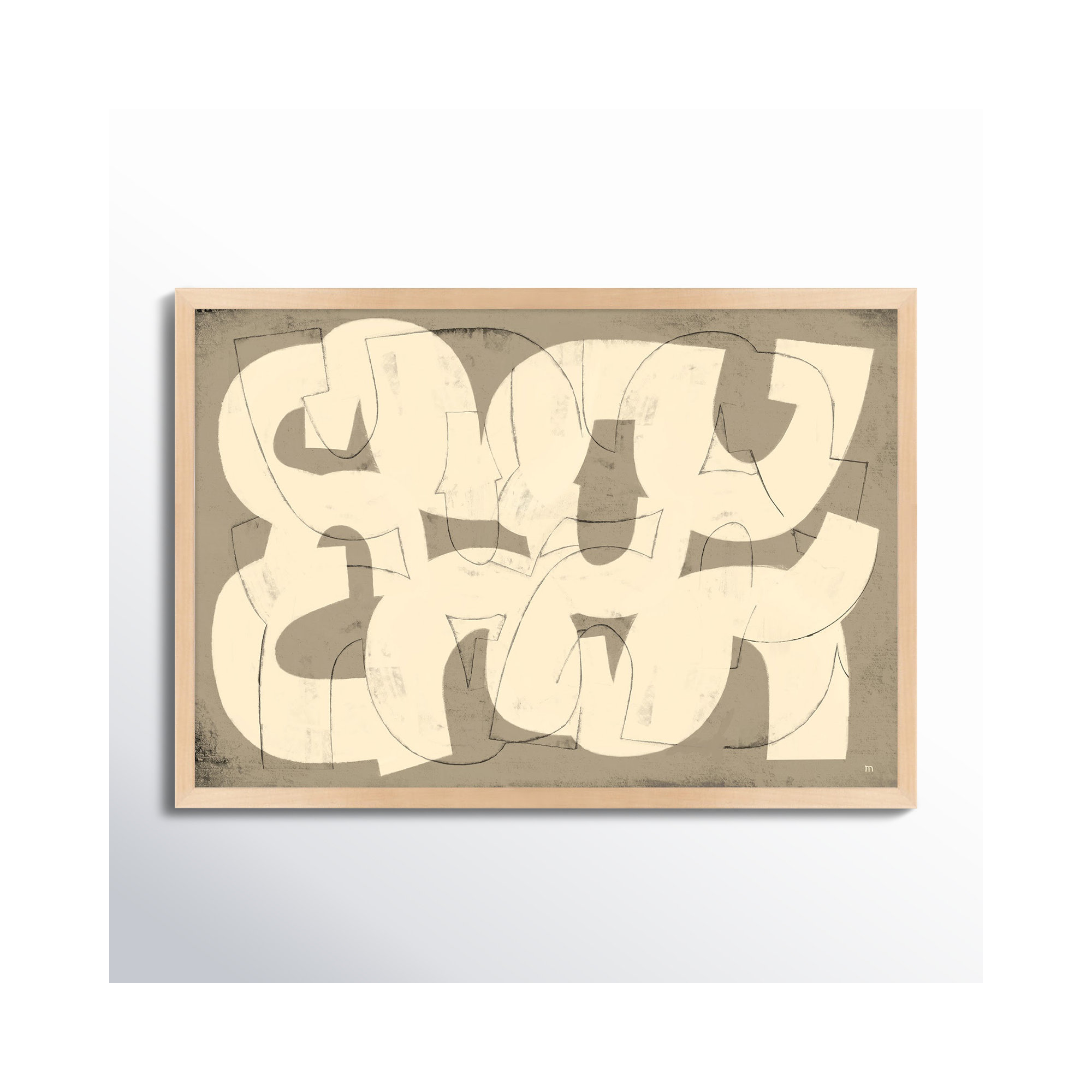 Drawing By StudioM by StudioM, Maple Framed Paper, 35" H x 50" W x 1.25" D