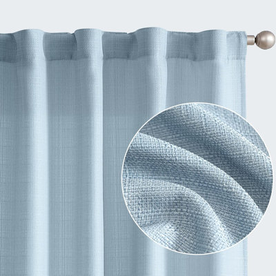 Semi Sheer Rod Pocket Farmhouse Textured Curtains