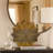 Decorative Vase, Brown, Gray Ceramic, Unique Radial Rosette, 16 Inch