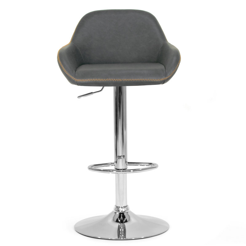 Ilmars Swivel Upholstered Faux Leather Adjustable Height Counter Stool