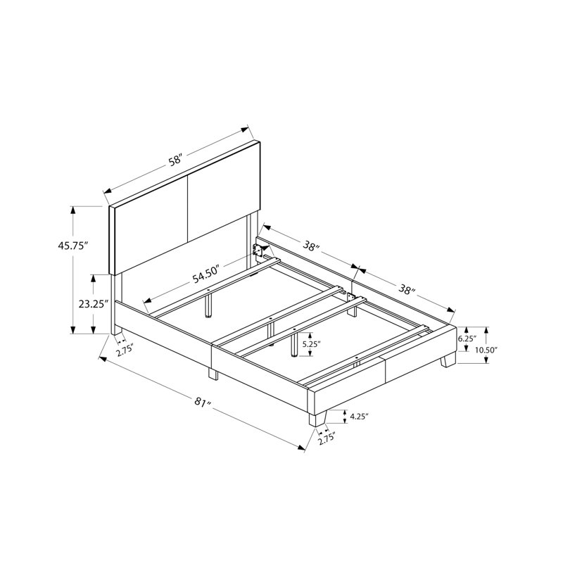 Lit transitionnel pour chambre double avec revêtement en similicuir brun