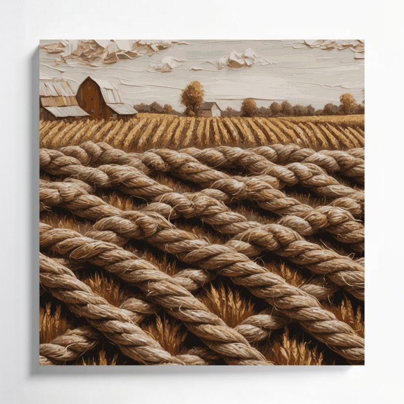 «Farm Rope», art mural sur toile beige, 8" H x 8" W
