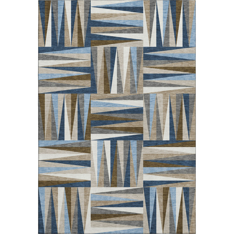 Premium Machine Washable Collett AMF1012 Squares Rug, Rectangle 10' x 14'