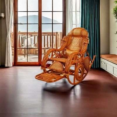 Elegant leisure home rattan woven rocking chair