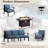 6-Piece Outdoor Patio  Furniture Aluminum Conversation Set Swivel&Glider Armchair With LP Fire Pit Table-204582080