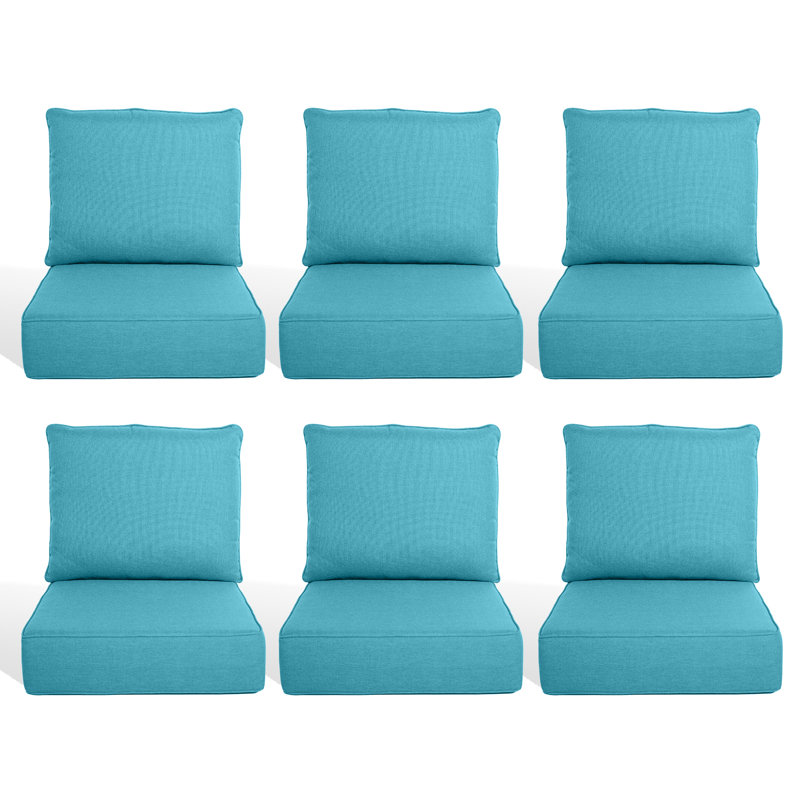 6" Outdoor Cushions For Patio Furniture, 22X24x6 Thick Seat Cushion Set Of 6, Fade Resistant Couch Chair Replacement Cushions High Density Deep Wicker Chair Cushion W/Removable Cover