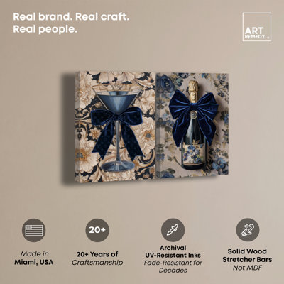 «Velvet Drinks Duo», ensemble de décorations murales sur toile encadrées par Art Remedy, cadre noir, 10 x 15