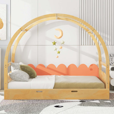 Twin Size Stretchable Vaulted Roof Bed, Children's Bed Pine Wood Frame -  Alcott HillÂ®, 2CA4F52E97DD4EB8A4AD8E0D9B19C35E