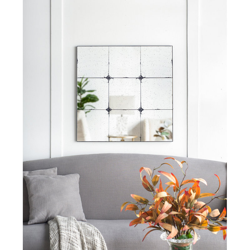 Miroir mural de salle de bain Emilio, Carrée, 35,8 po x 35,8 po