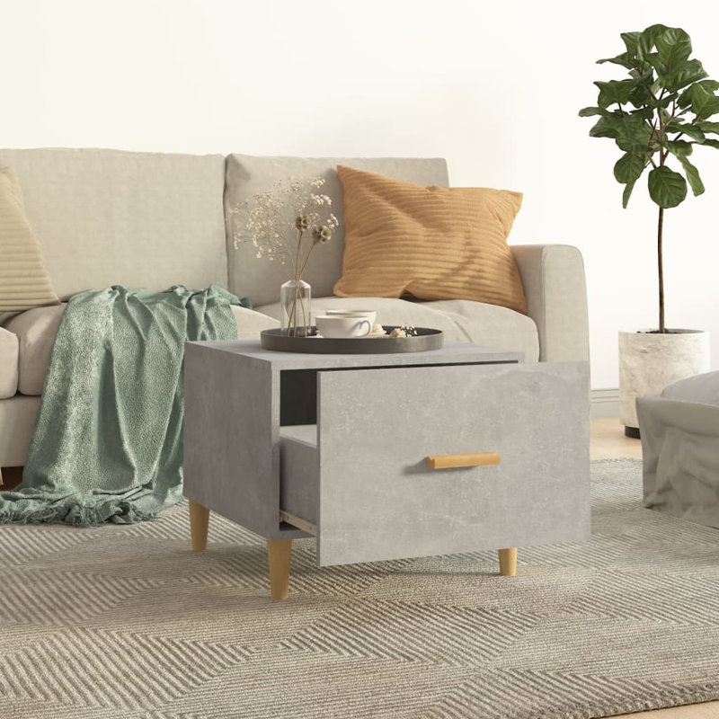 Lometa Side Table with Storage, Concrete Grey