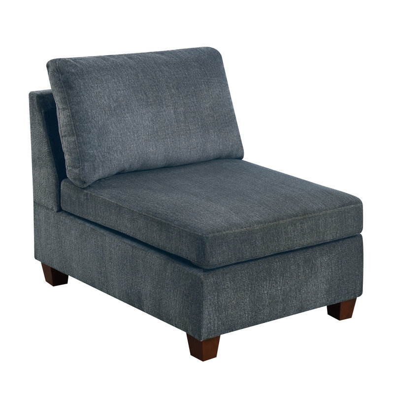 Gray Chenille Fabric Modular Sectional Sofa with Ottoman