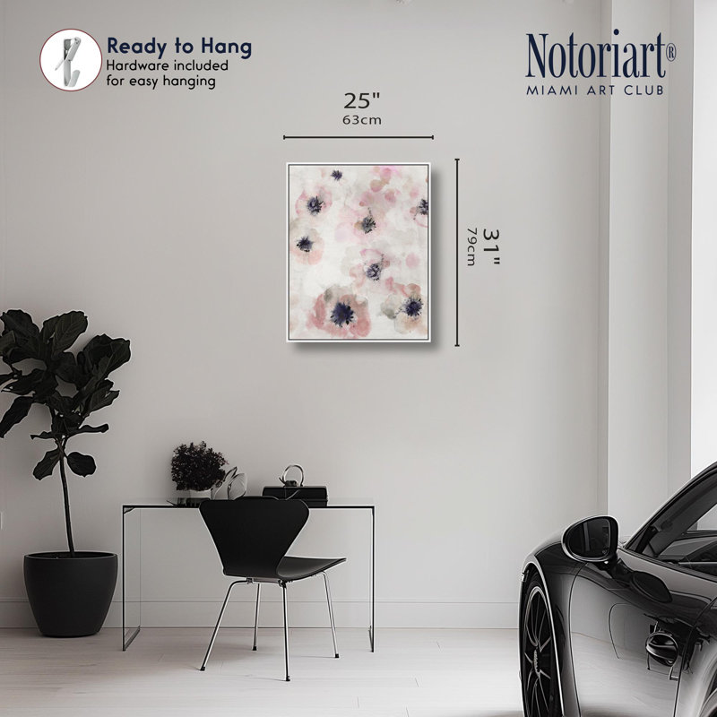 «Gentle Florals», impression sur toile par Notoriart, H 16 po x l 20 po, Structure noire
