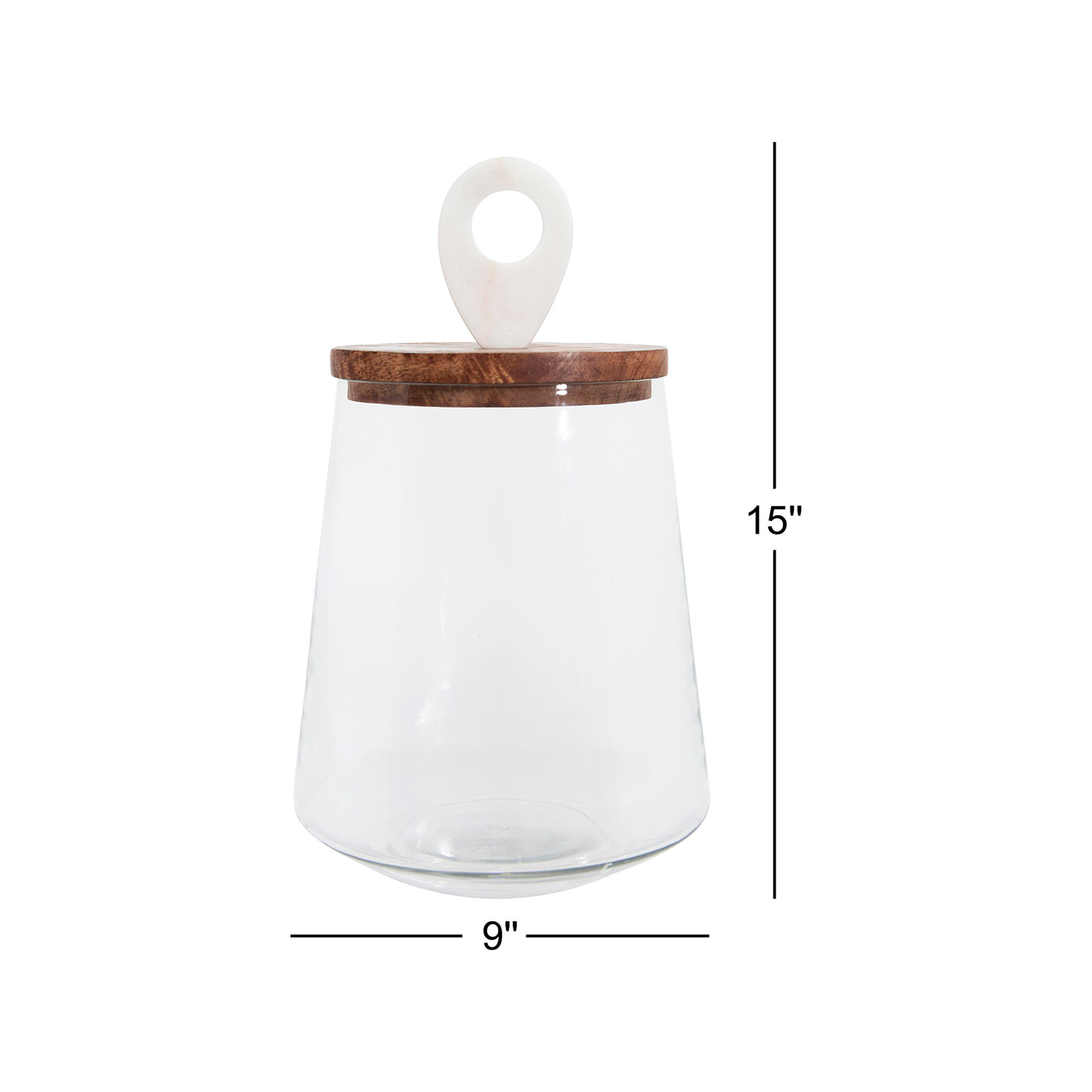 Glass Jar, 15" H x 9" W x 9" D