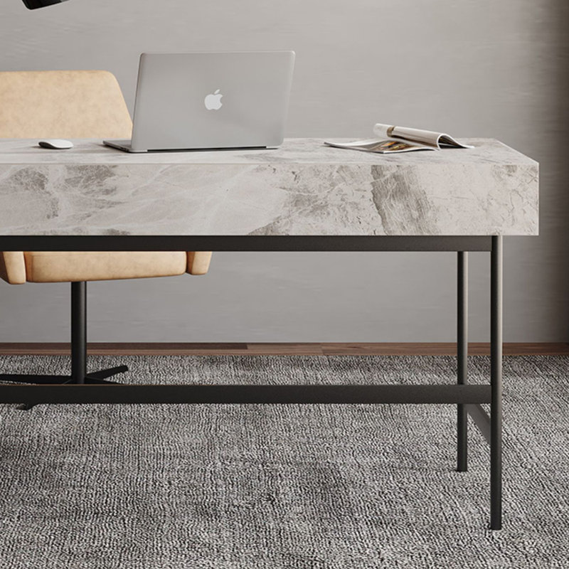 Bureau d'écriture gris clair et blanc clair, H 29,92 po x l 47,24 po x P 23,62 po