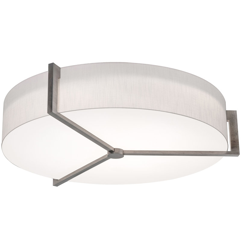 Leeroy LumaFuse Flush Mount, White, Weathered Gray/White, 7.25" H  x 33.33" W x 33.33" D